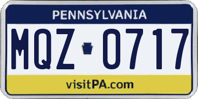 PA license plate MQZ0717
