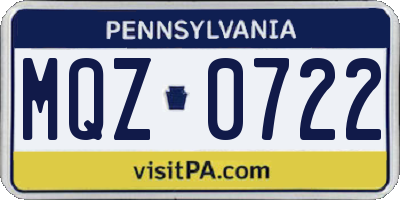 PA license plate MQZ0722