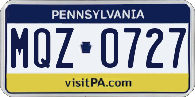 PA license plate MQZ0727