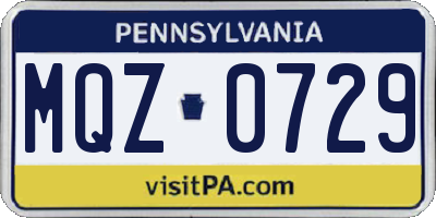 PA license plate MQZ0729