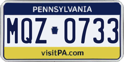 PA license plate MQZ0733
