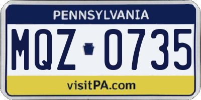 PA license plate MQZ0735