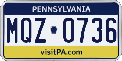 PA license plate MQZ0736