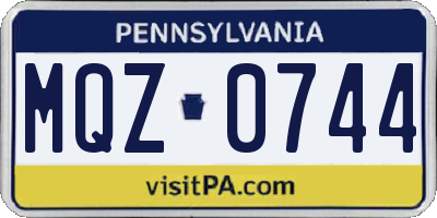 PA license plate MQZ0744