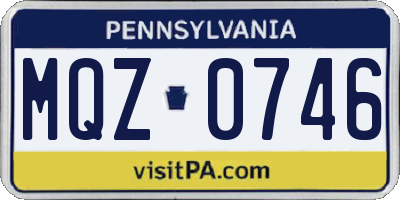PA license plate MQZ0746