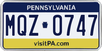 PA license plate MQZ0747