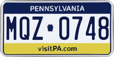 PA license plate MQZ0748