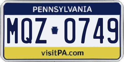 PA license plate MQZ0749