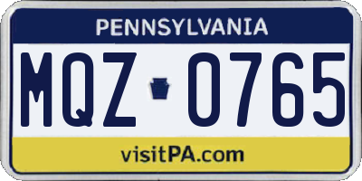 PA license plate MQZ0765