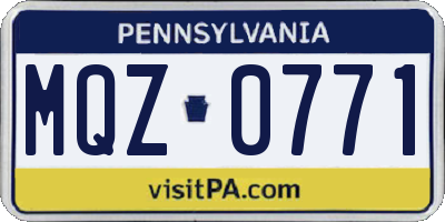 PA license plate MQZ0771