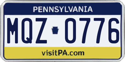 PA license plate MQZ0776