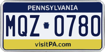 PA license plate MQZ0780