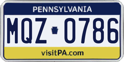 PA license plate MQZ0786