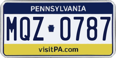 PA license plate MQZ0787