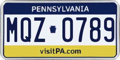 PA license plate MQZ0789