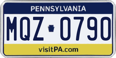 PA license plate MQZ0790