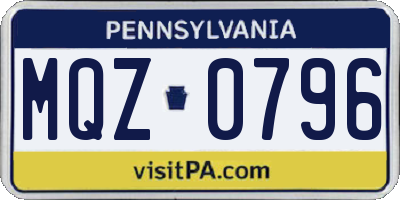 PA license plate MQZ0796