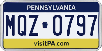 PA license plate MQZ0797
