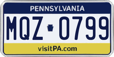 PA license plate MQZ0799