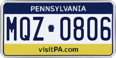 PA license plate MQZ0806