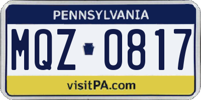 PA license plate MQZ0817