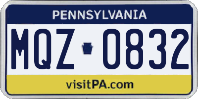 PA license plate MQZ0832