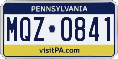 PA license plate MQZ0841