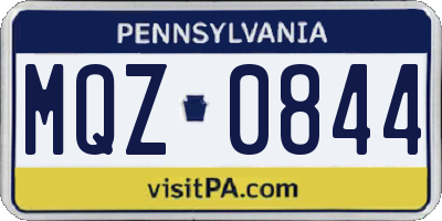 PA license plate MQZ0844
