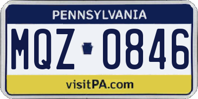 PA license plate MQZ0846