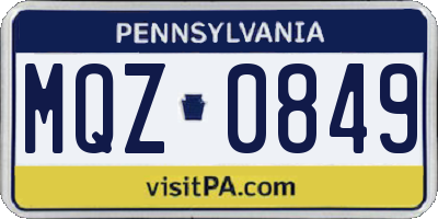 PA license plate MQZ0849