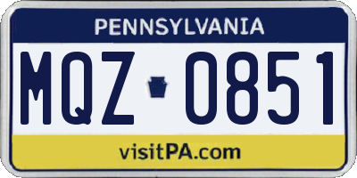 PA license plate MQZ0851
