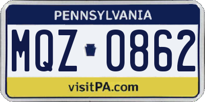 PA license plate MQZ0862
