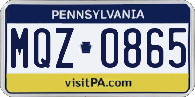 PA license plate MQZ0865