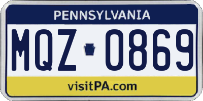 PA license plate MQZ0869