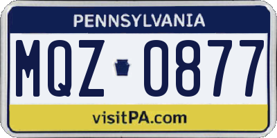 PA license plate MQZ0877