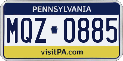 PA license plate MQZ0885