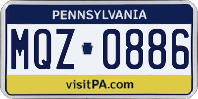 PA license plate MQZ0886