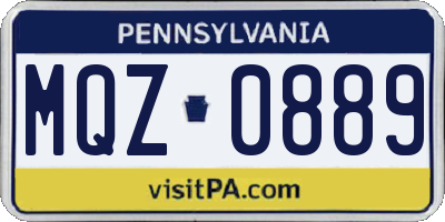 PA license plate MQZ0889