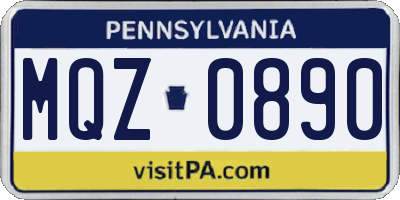 PA license plate MQZ0890