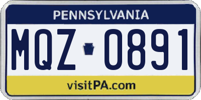 PA license plate MQZ0891