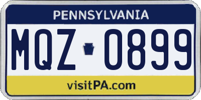 PA license plate MQZ0899