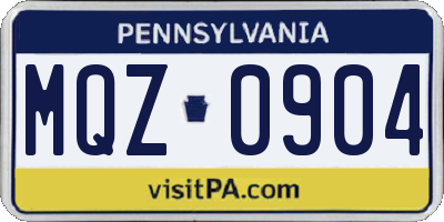 PA license plate MQZ0904