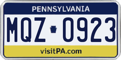 PA license plate MQZ0923
