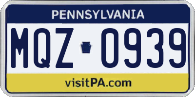 PA license plate MQZ0939