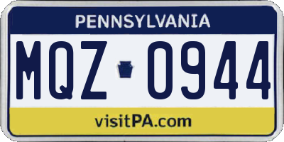 PA license plate MQZ0944