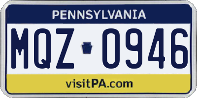 PA license plate MQZ0946