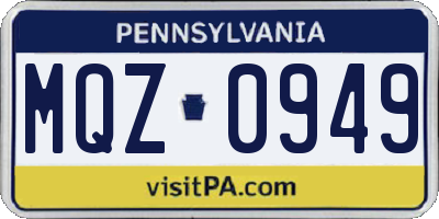 PA license plate MQZ0949