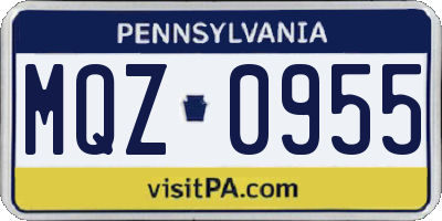 PA license plate MQZ0955
