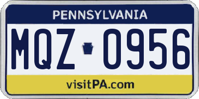 PA license plate MQZ0956