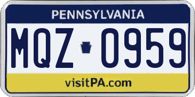 PA license plate MQZ0959
